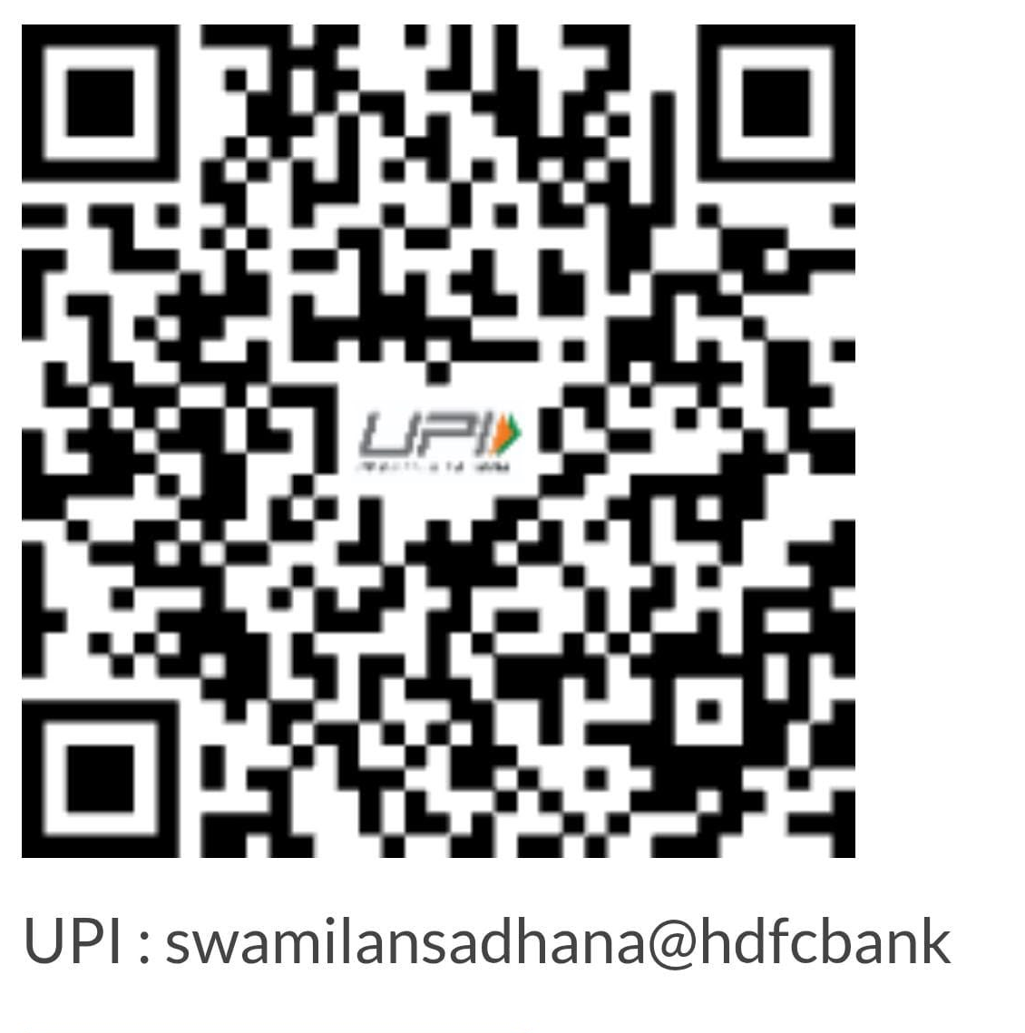 UPI payment QR code for Swamilan Sadhana Foundation, UPI ID swamilansadhana@hdfcbank